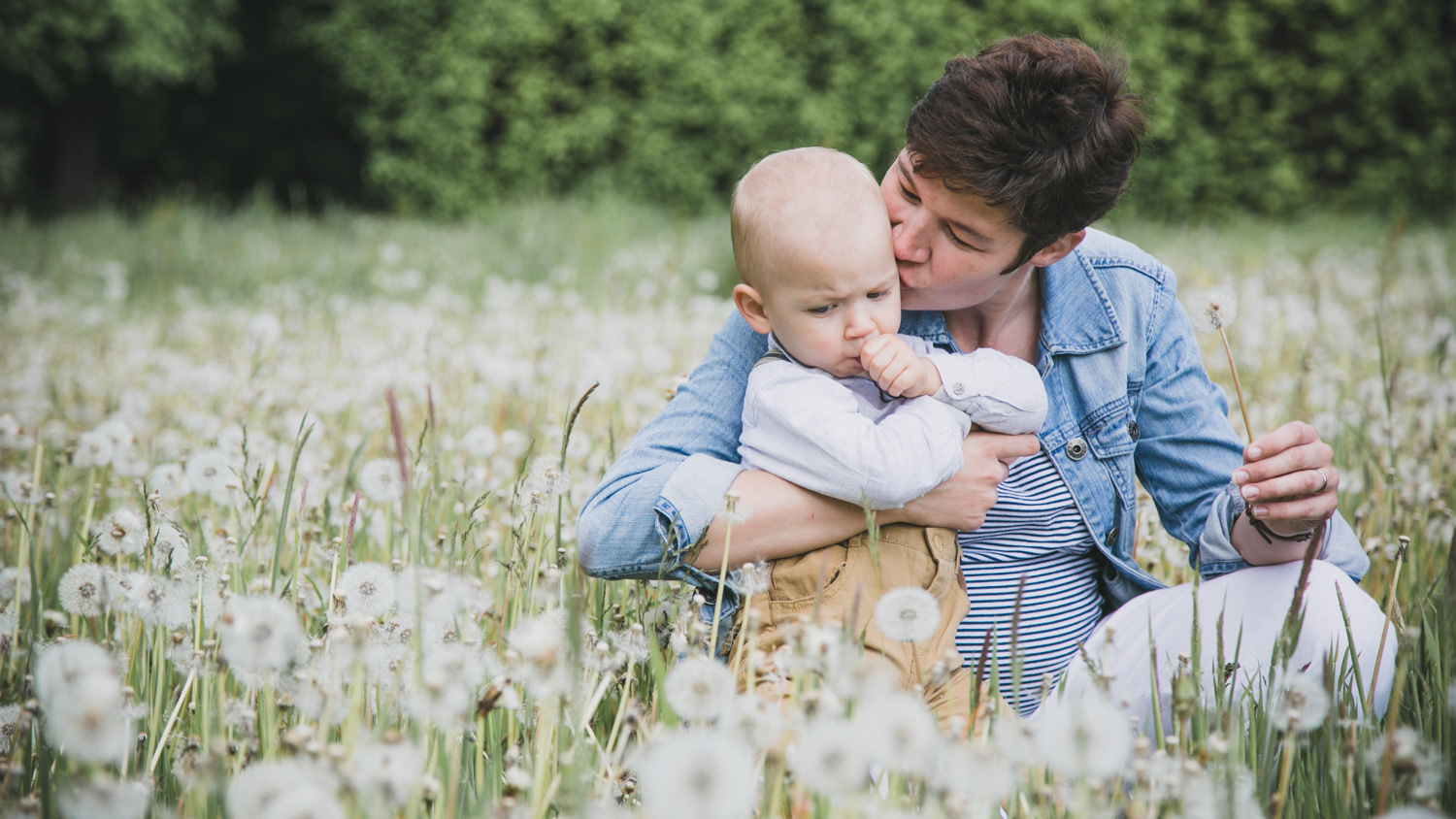 Familienfotos Mama Sohn Pusteblumen Natur Jersbeker Park Maya Meiners photographie